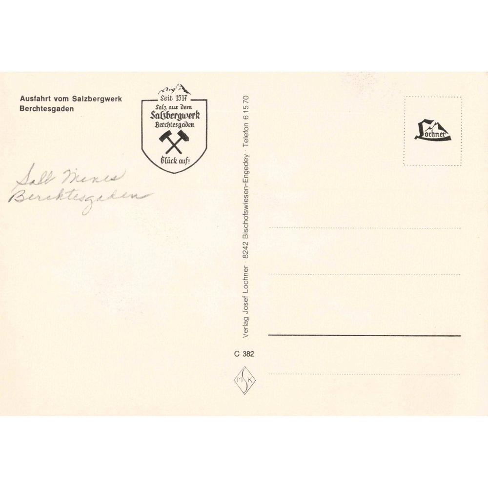 Vtg Salzburgwerk Berchtesgaden Salt Mine Train Postcard Germany Ferdinand-Berg - Picture 2 of 2